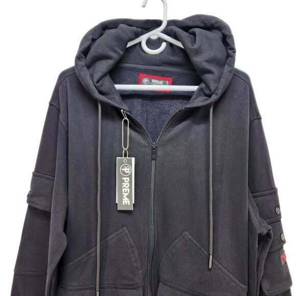 Preme Black  With Multiple Utility Pockets Full-Zip Hoodie Size L - Picture 6 of 14